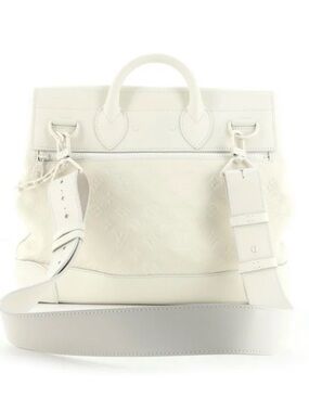 Louis Vuitton White Leather Tote with Wide Strap
